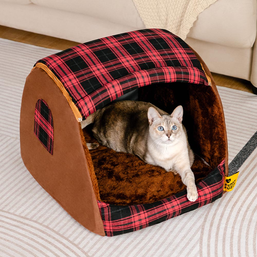 Letto ortopedico per gatti con plaid classico - Cabin Retreat