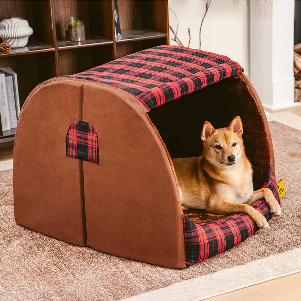 Classical Plaid House Orthopedic Dog Bed - Retreat Cabin