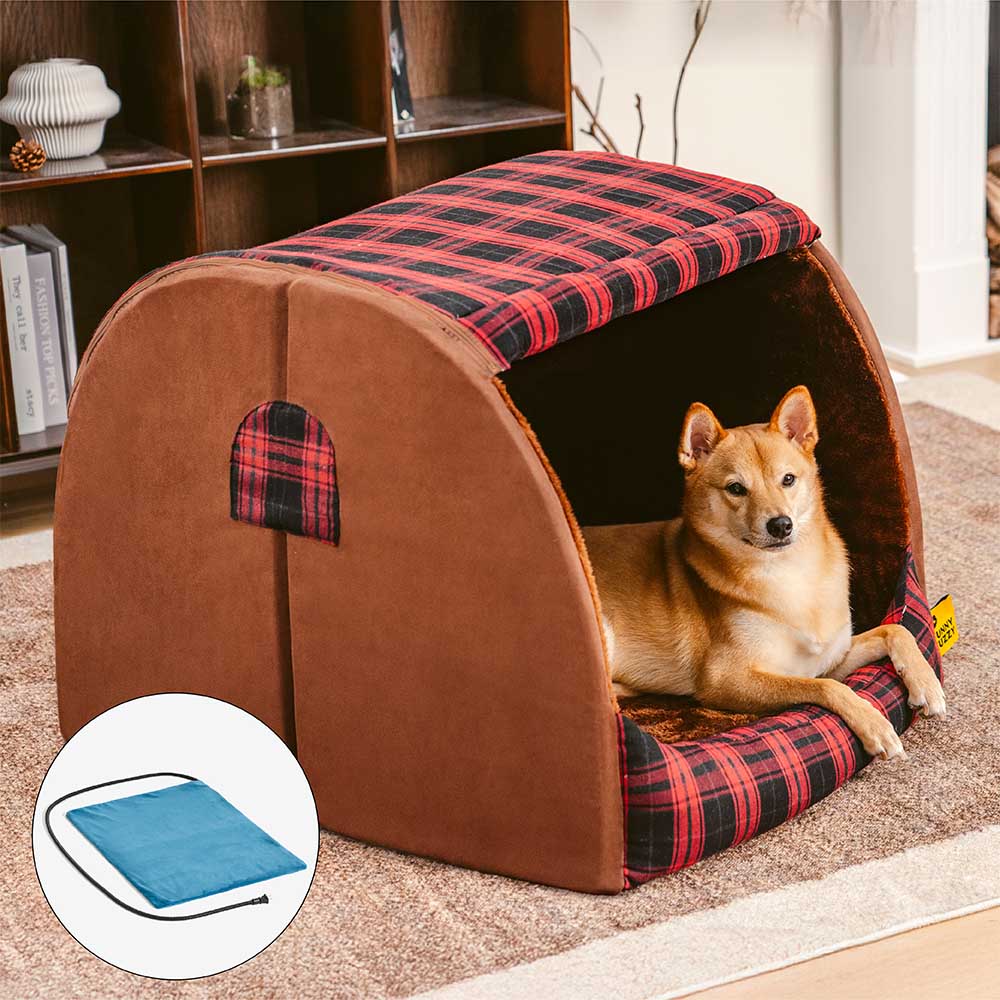 Classical Plaid House Orthopedic Dog Bed - Warm Retreat