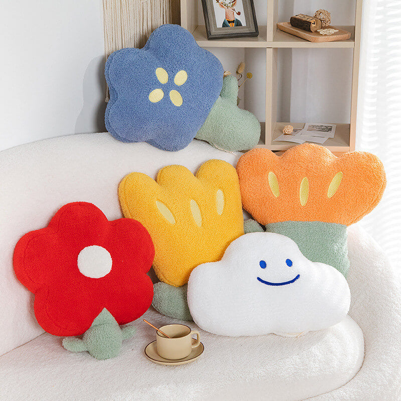 Cuscino per divano in pile Teddy con fiori colorati