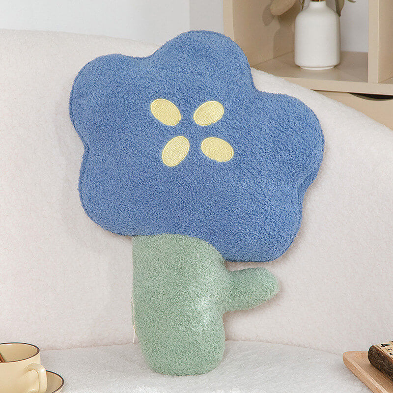 Coussin de canapé en polaire Teddy doux pour la peau à fleurs colorées