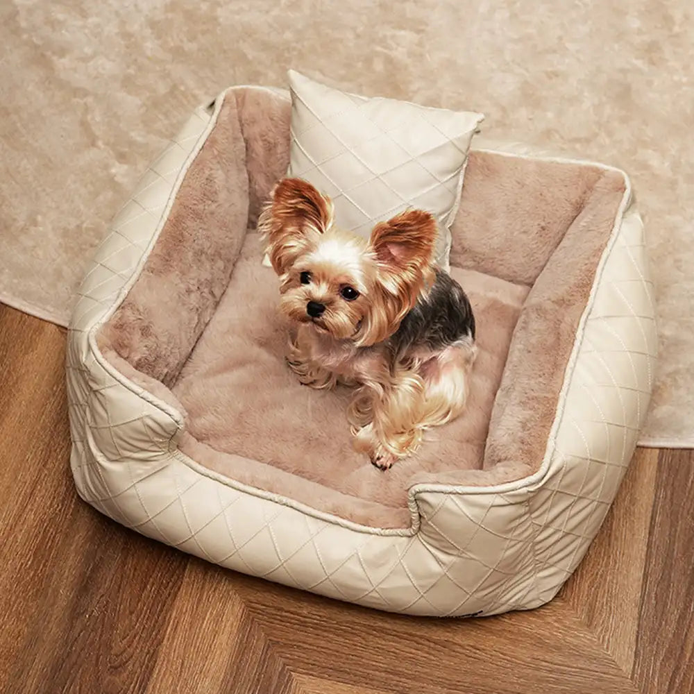 Letto quadrato per cani in pelle sintetica Cozy Diamond per cuccioli
