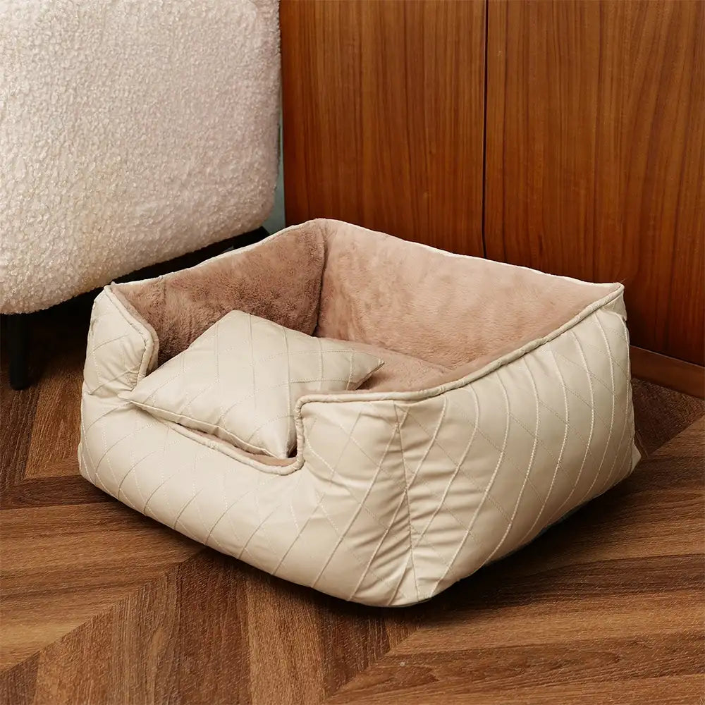 Letto quadrato per cani in pelle sintetica Cozy Diamond per cuccioli
