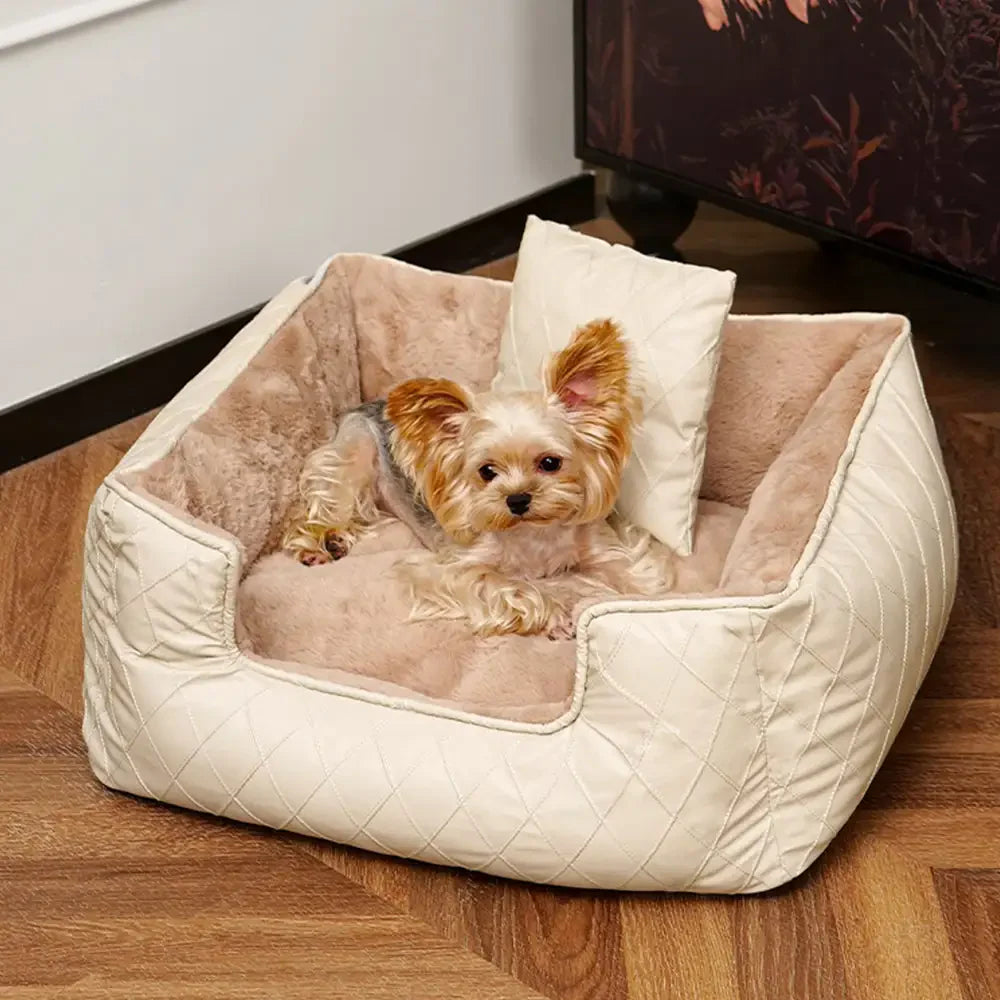Letto quadrato per cani in pelle sintetica Cozy Diamond per cuccioli