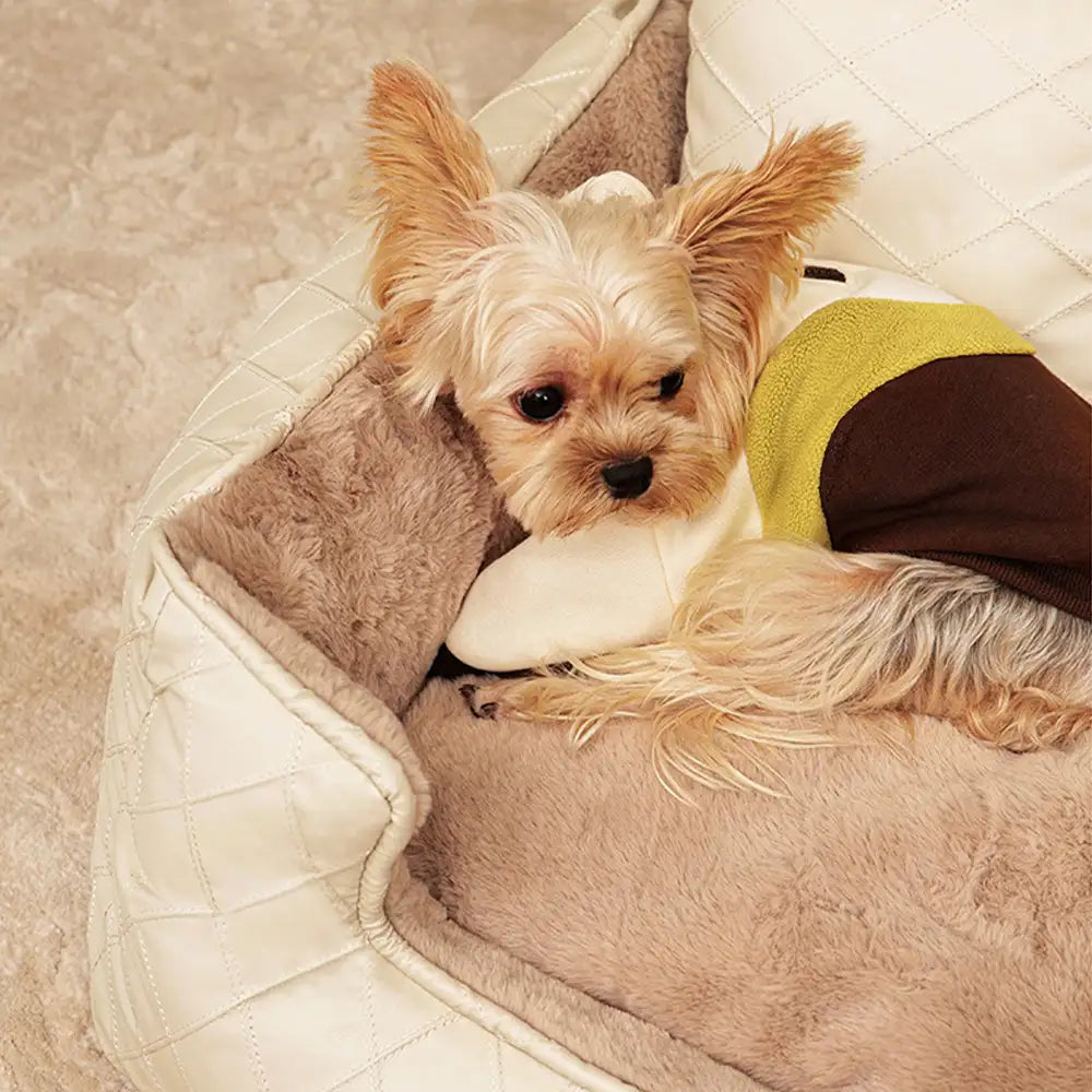 Letto quadrato per cani in pelle sintetica Cozy Diamond per cuccioli