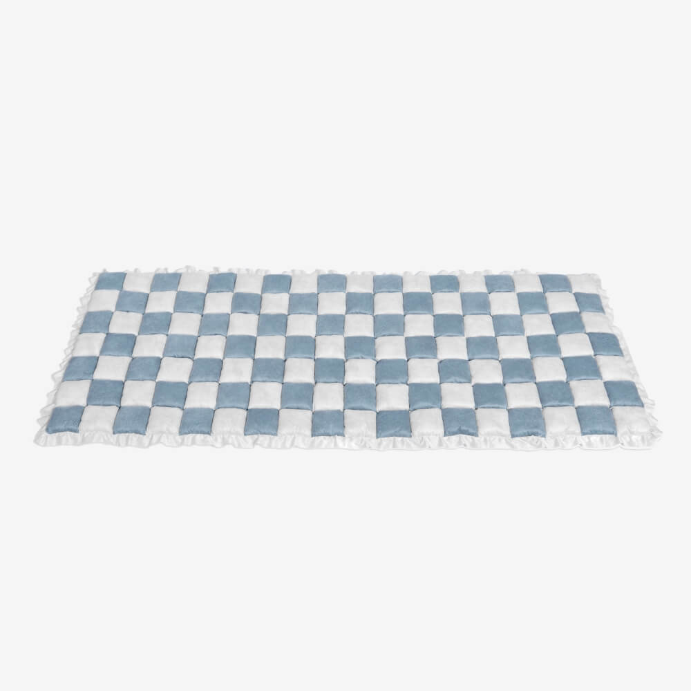 Coperta per cani in cotone peloso a forma quadrata a grandi quadri color crema