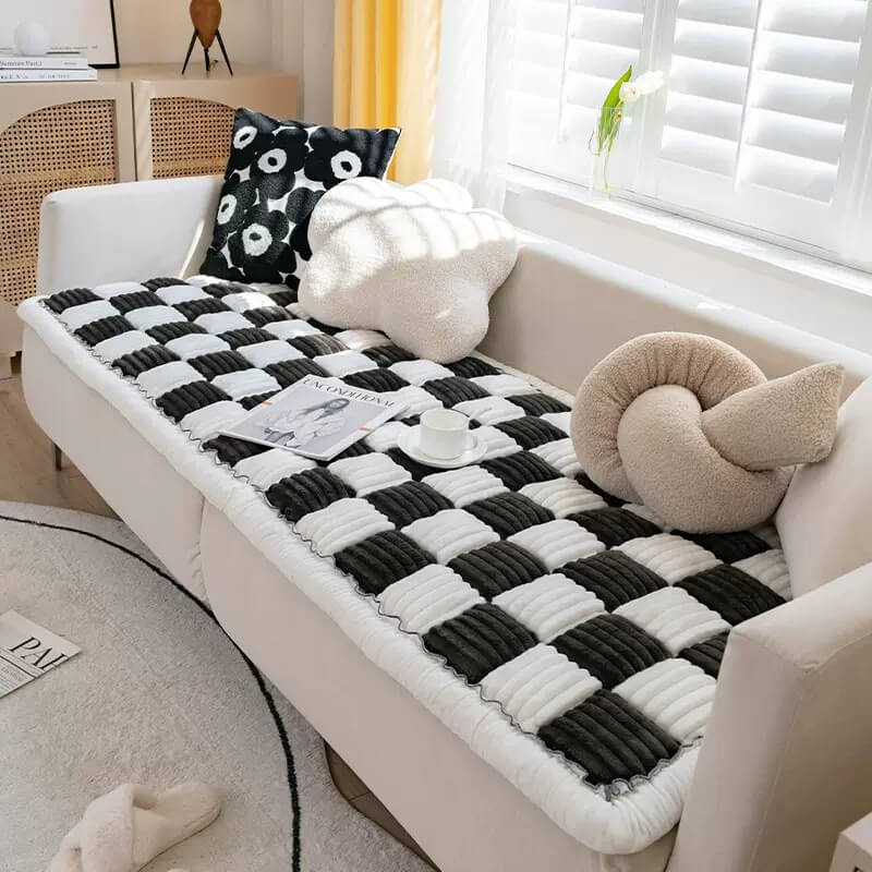 Housse de canapé confortable à carreaux en patchwork pour animaux de compagnie, protection de meubles
