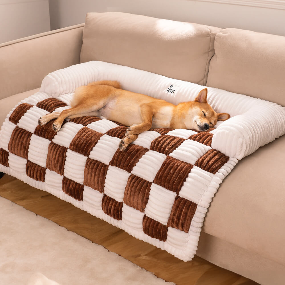 Copertura protettiva per mobili per tappetino per cani, scozzese, color crema, quadrata