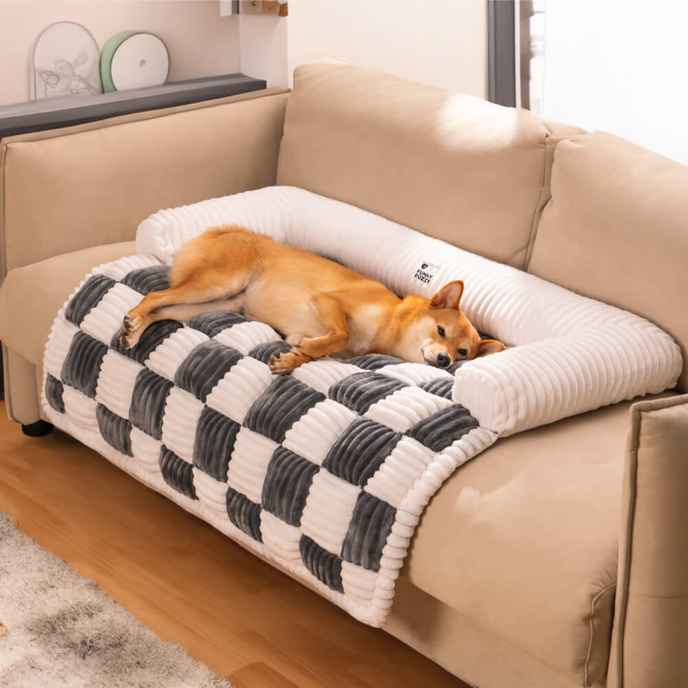 Copertura protettiva per mobili per tappetino per cani, scozzese, color crema, quadrata