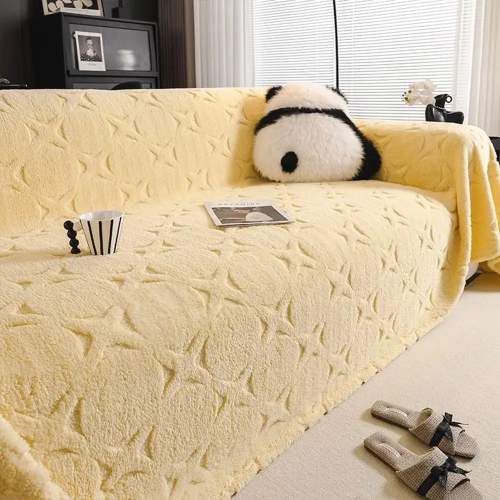 Copertura Decorativa per Divano in Tessuto Jacquard a Motivo Crema
