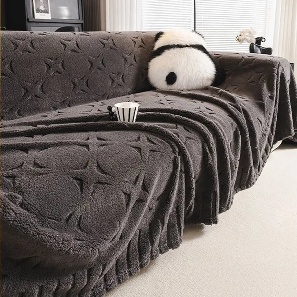 Copertura Decorativa per Divano in Tessuto Jacquard a Motivo Crema