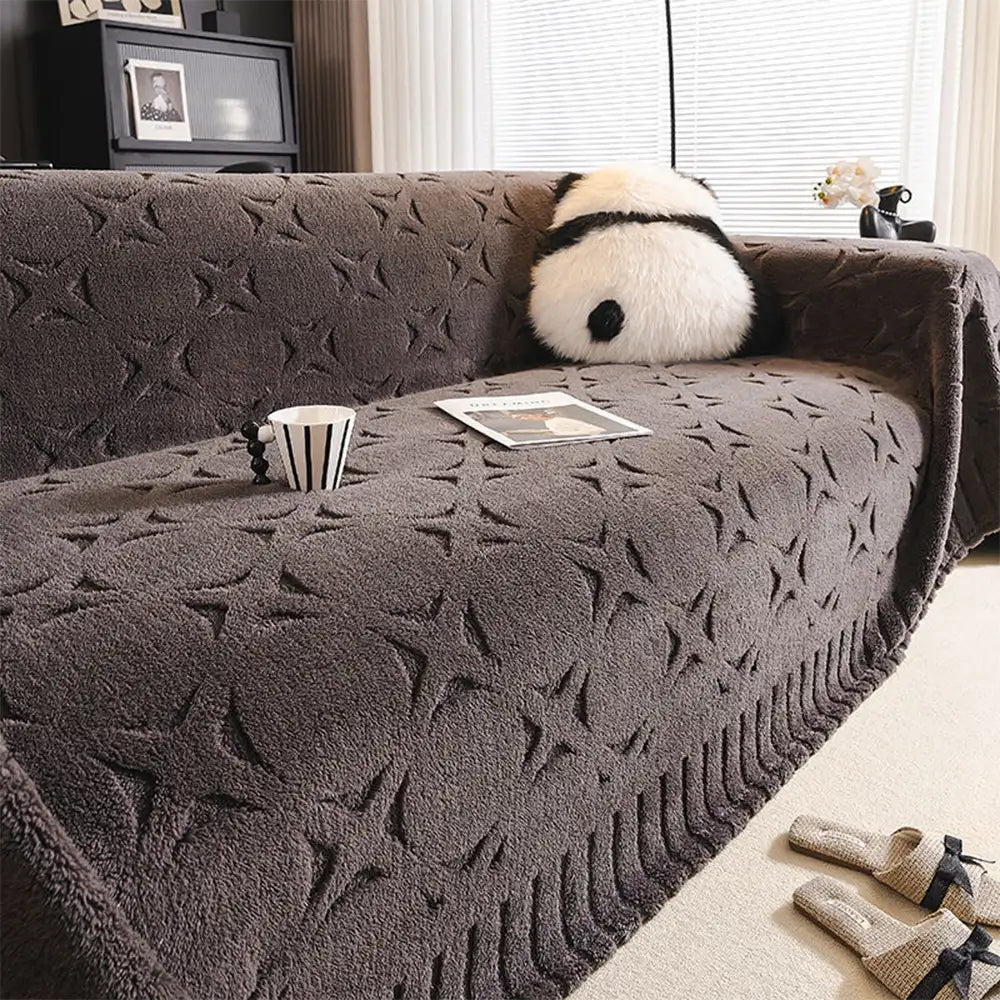 Copertura Decorativa per Divano in Tessuto Jacquard a Motivo Crema