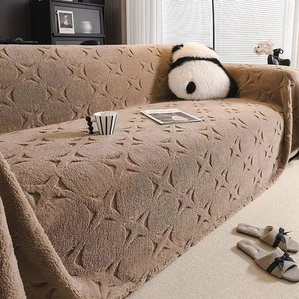 Copertura Decorativa per Divano in Tessuto Jacquard a Motivo Crema