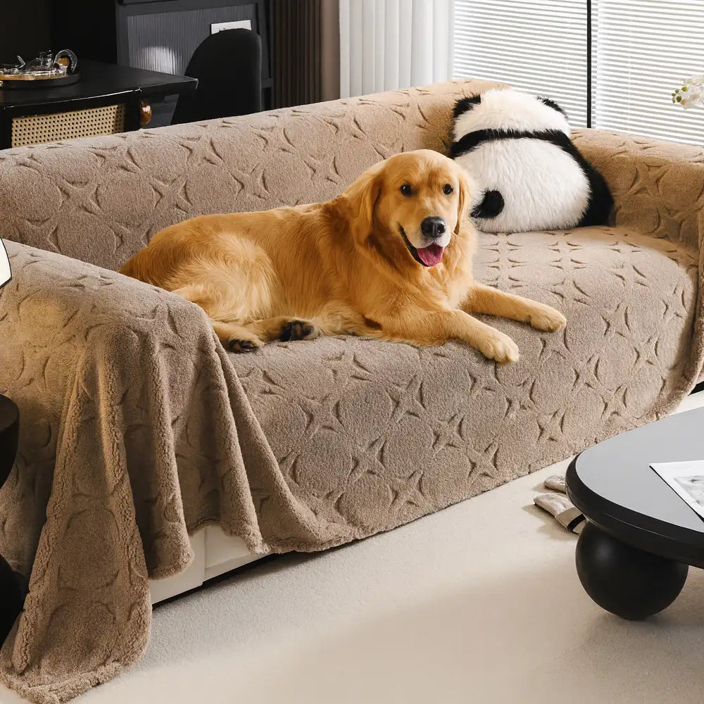 Copertura Decorativa per Divano in Tessuto Jacquard a Motivo Crema
