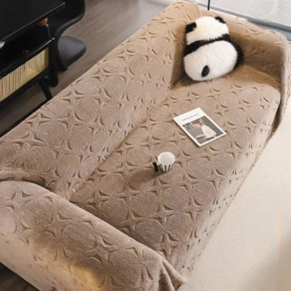 Copertura Decorativa per Divano in Tessuto Jacquard a Motivo Crema