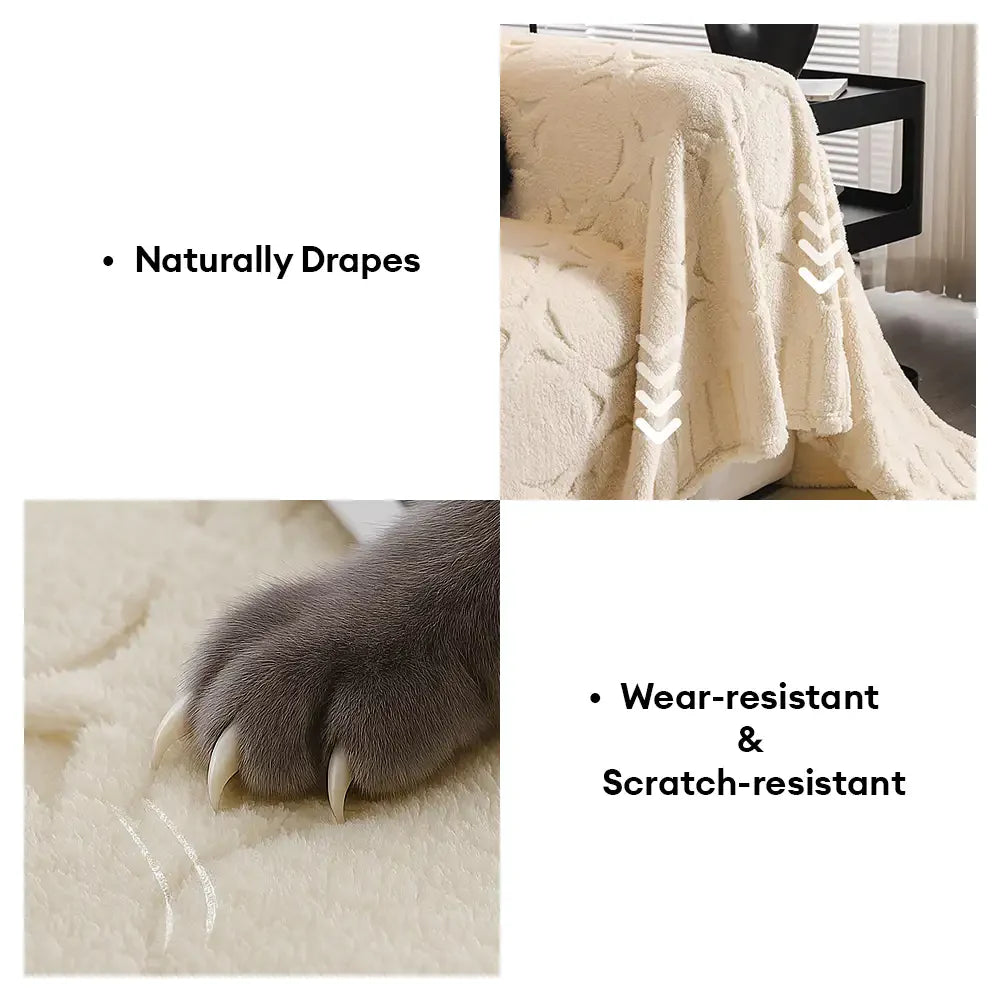 Copertura Decorativa per Divano in Tessuto Jacquard a Motivo Crema