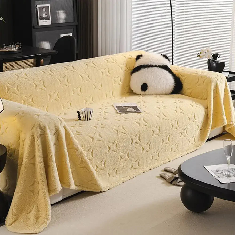 Copertura Decorativa per Divano in Tessuto Jacquard a Motivo Crema