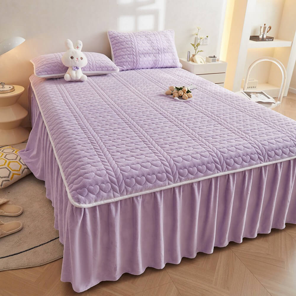 Set di Gambo Letto Trapuntato in Velluto di Latte Crema