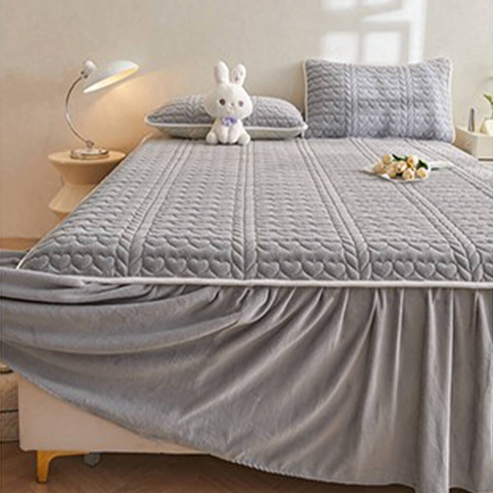 Set di Gambo Letto Trapuntato in Velluto di Latte Crema