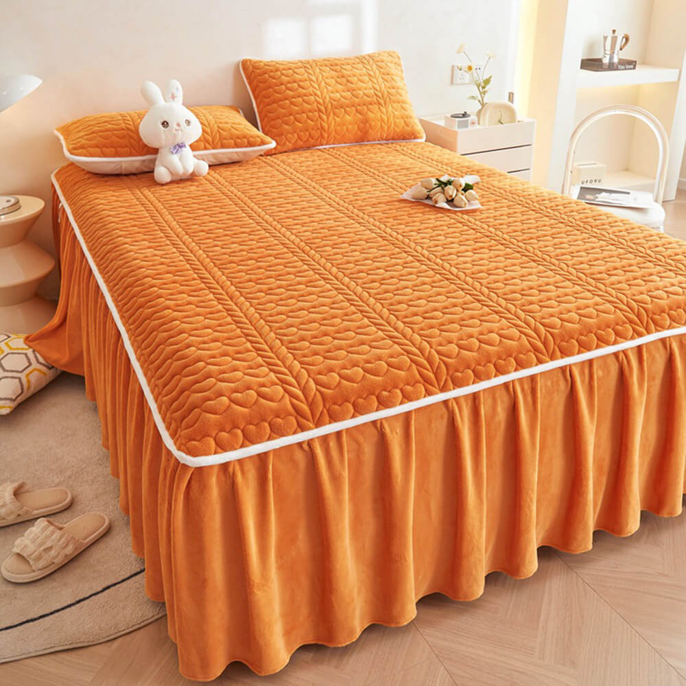 Set di Gambo Letto Trapuntato in Velluto di Latte Crema