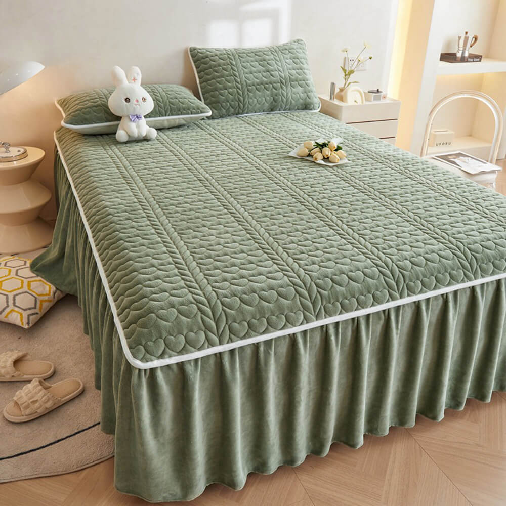 Set di Gambo Letto Trapuntato in Velluto di Latte Crema