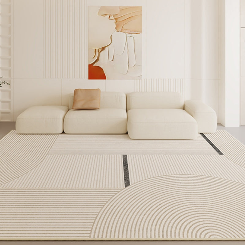 Tappeto in cashmere minimalista moderno a strisce cremoso