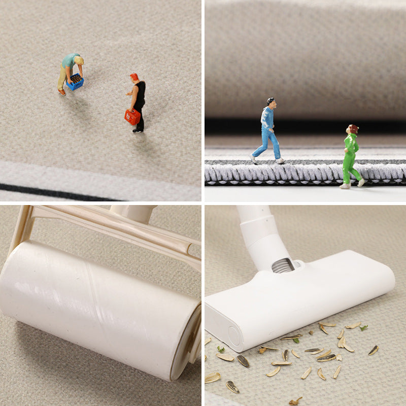 Tappeto in cashmere minimalista moderno a strisce cremoso