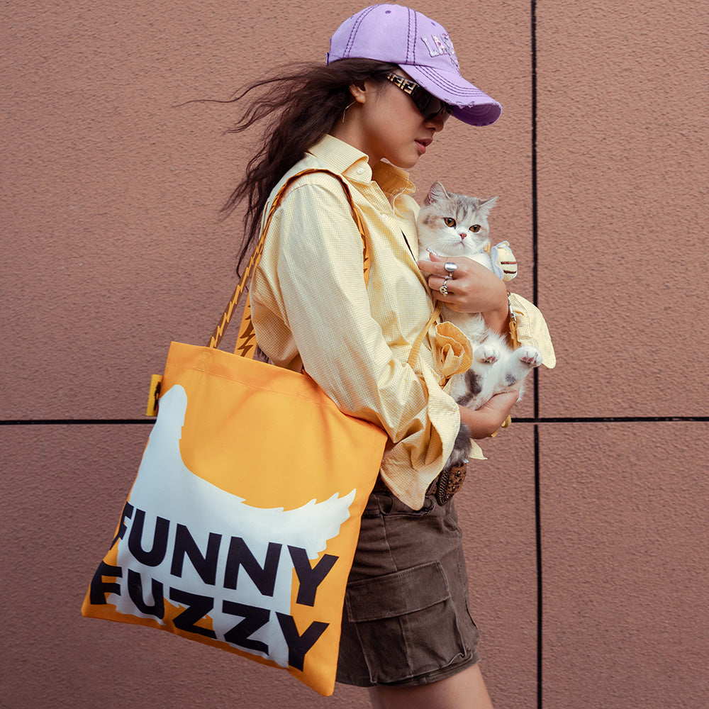 Borsa di tela pieghevole riciclata FUNNYFUZZY - Code scodinzolanti