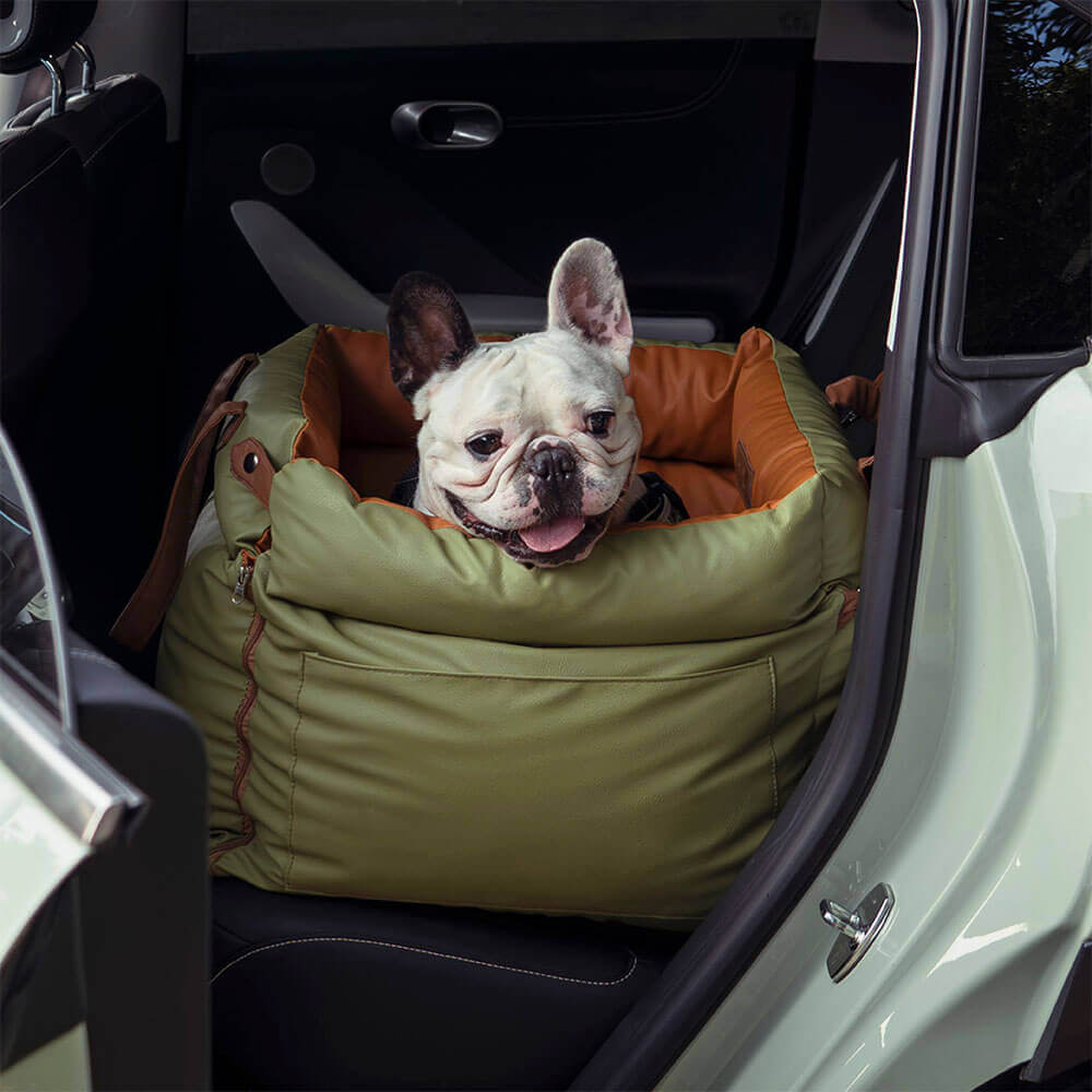 Seggiolino Auto Rialzato Deluxe per Cani in Ecopelle - Urban Voyager