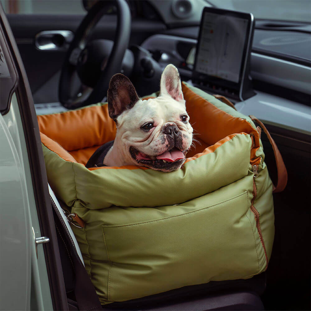 Deluxe Faux Leather Dog Car Seat Booster Bed - Urban Voyager