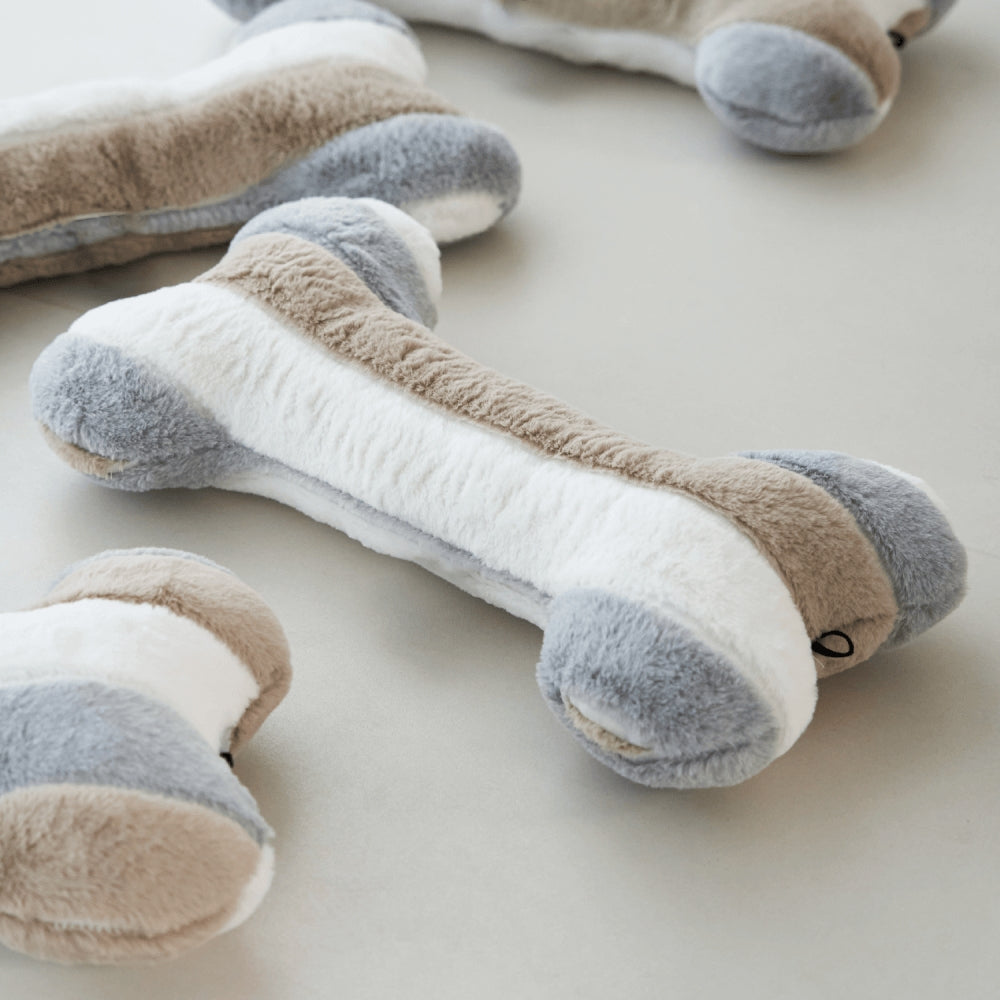 Lettino per cani calmante in peluche a righe deluxe con cuscino