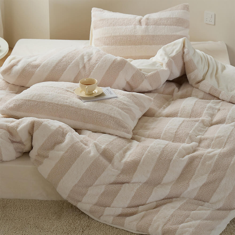 Dual-Sided Cozy Striped Bed Sheet Set