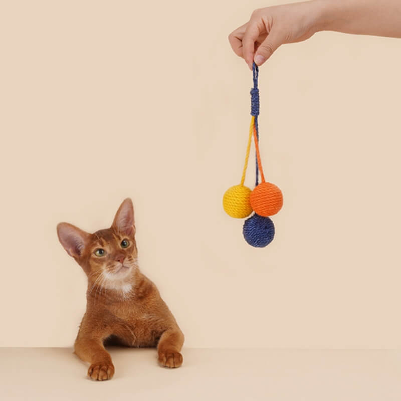 Giocattolo interattivo per gatti con palla in corda di sisal resistente alla masticazione