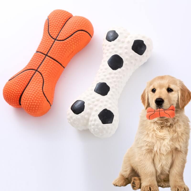 Giocattolo per cani durevole a forma di osso che squeaka