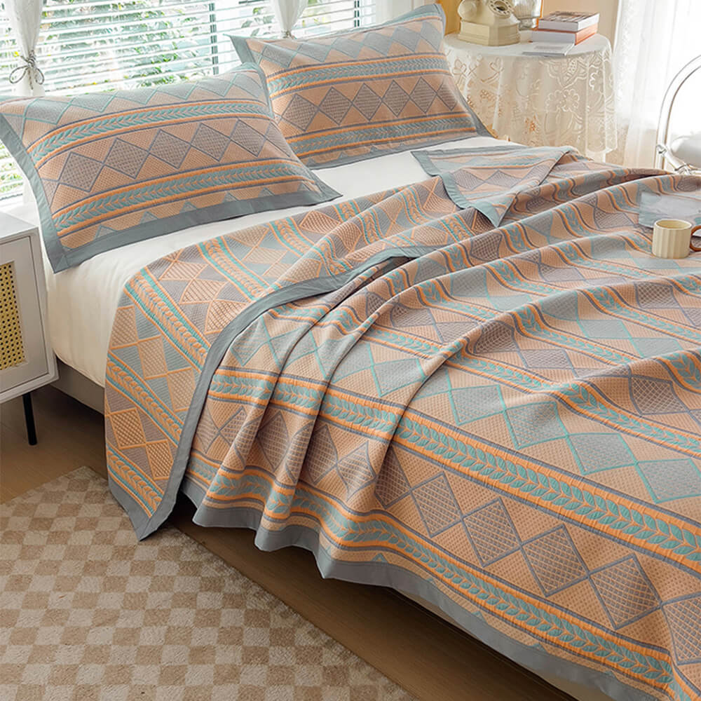 Eco-Friendly Cotton Stylish Geometric Bedspread Set