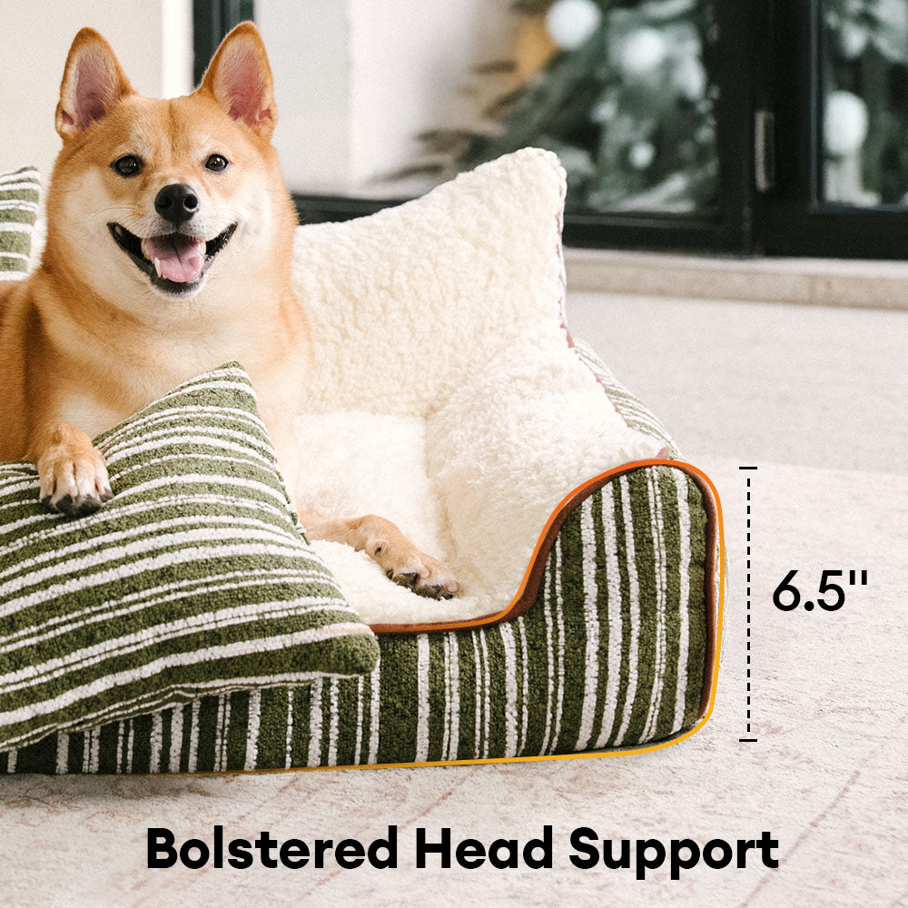 Letto Sofà Ortopedico per Cani e Gatti in Pile Caldo a Strisce con Cuscini - Divano Grove