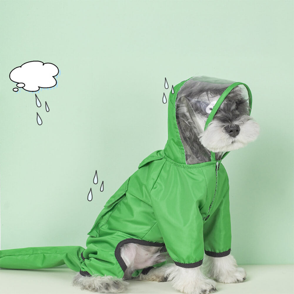 All-Weather Waterproof Full-Coverage Reflective Dog Hooded Raincoat