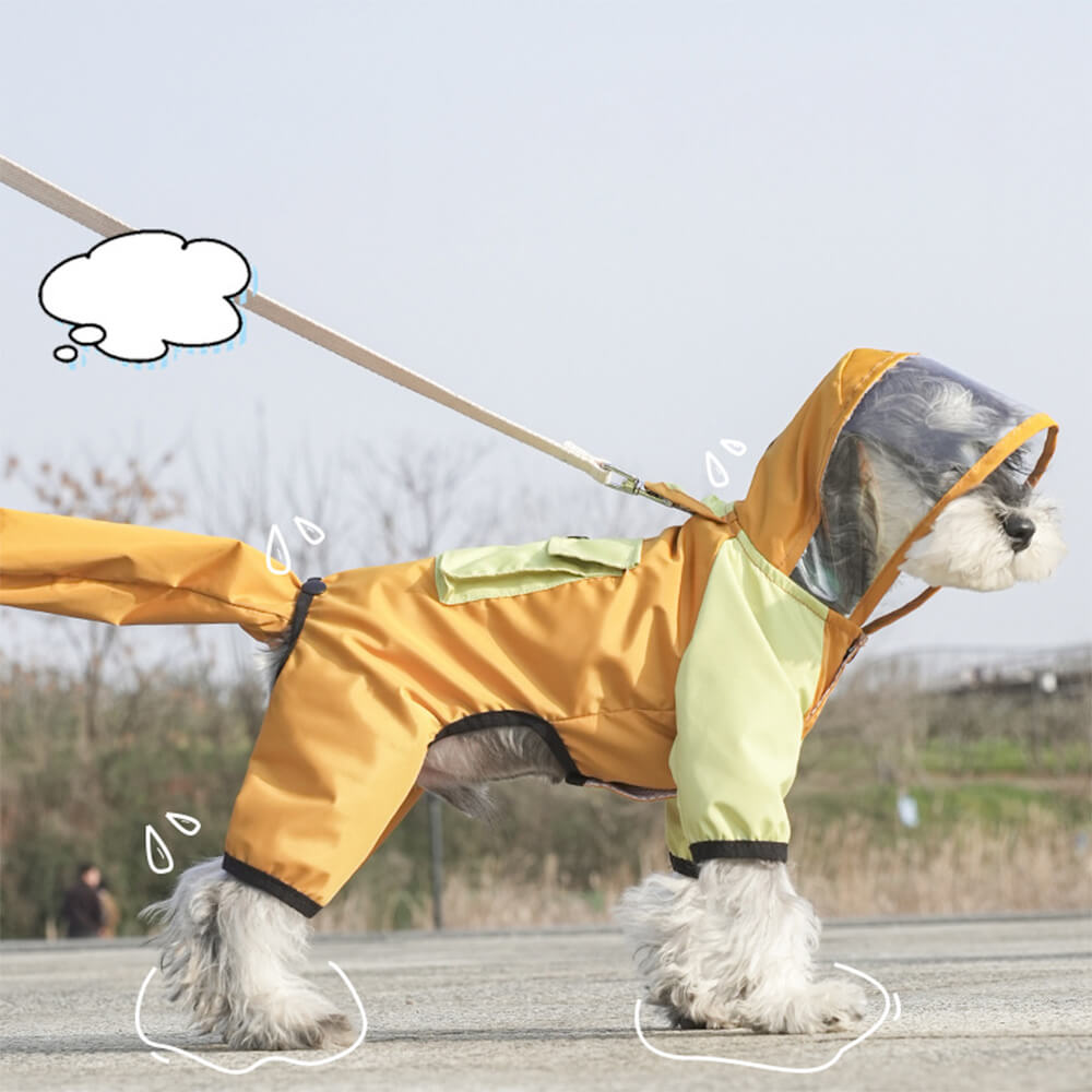 All-Weather Waterproof Full-Coverage Reflective Dog Hooded Raincoat