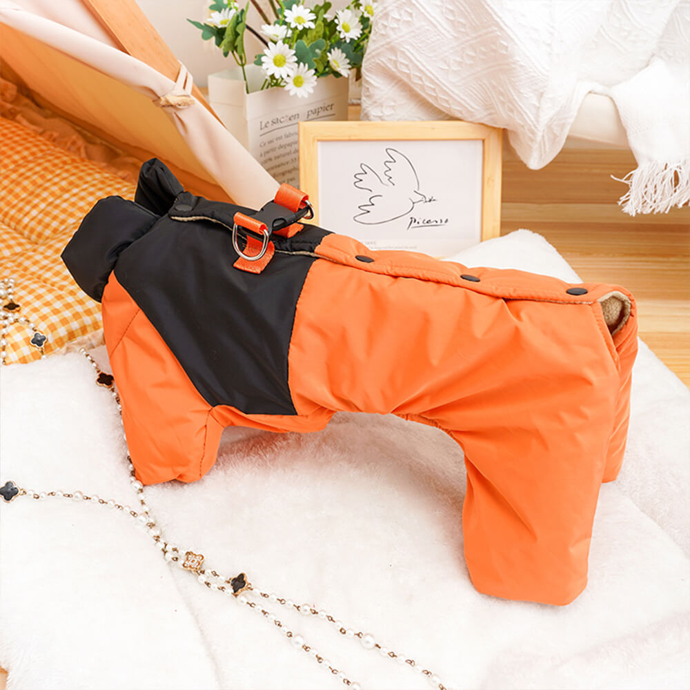 Back-Opening Waterproof & Windproof Four-Legged Outdoor Dog Coat