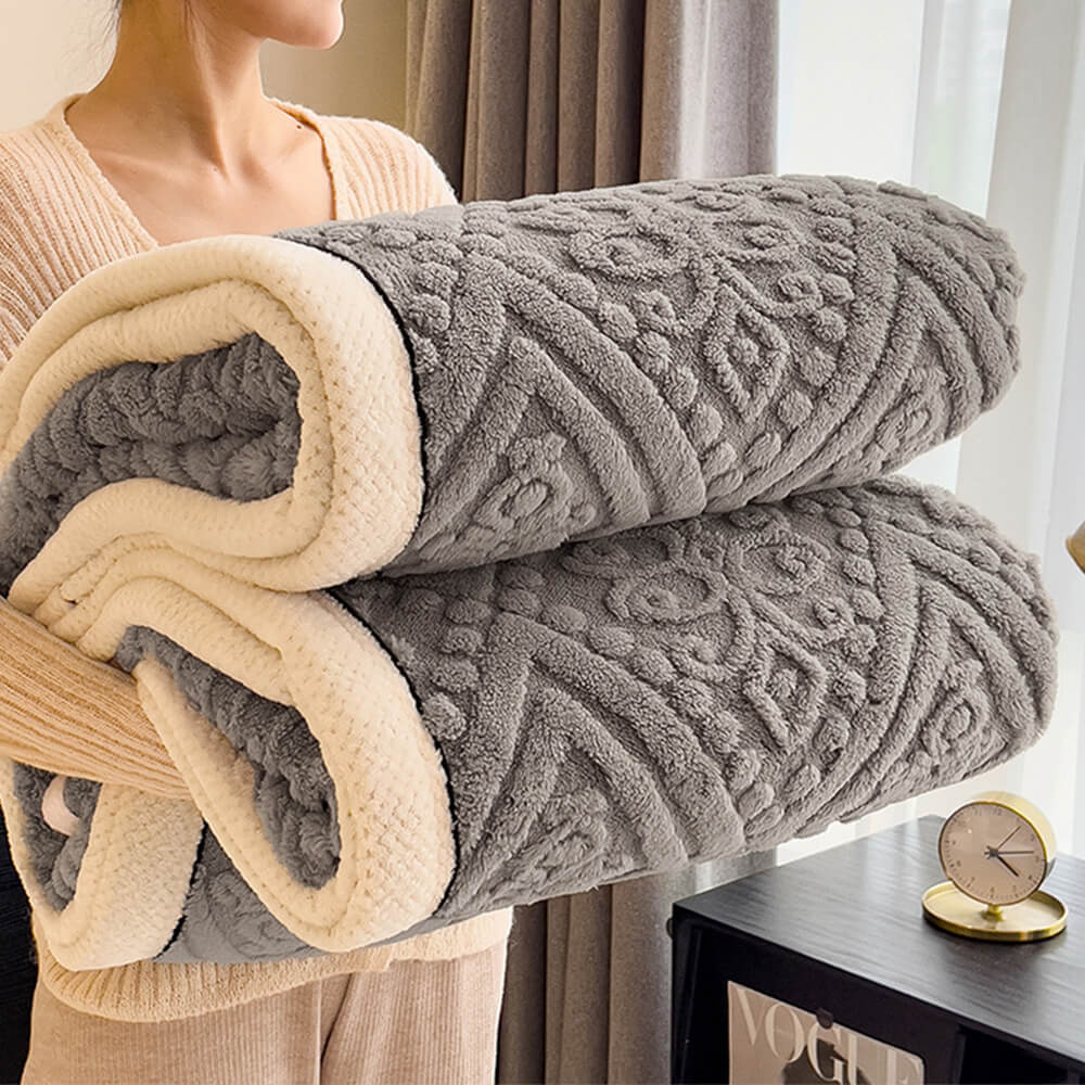 Coperta in Velluto di Latte Impresso in Stile Barocco Morbida e Soffice