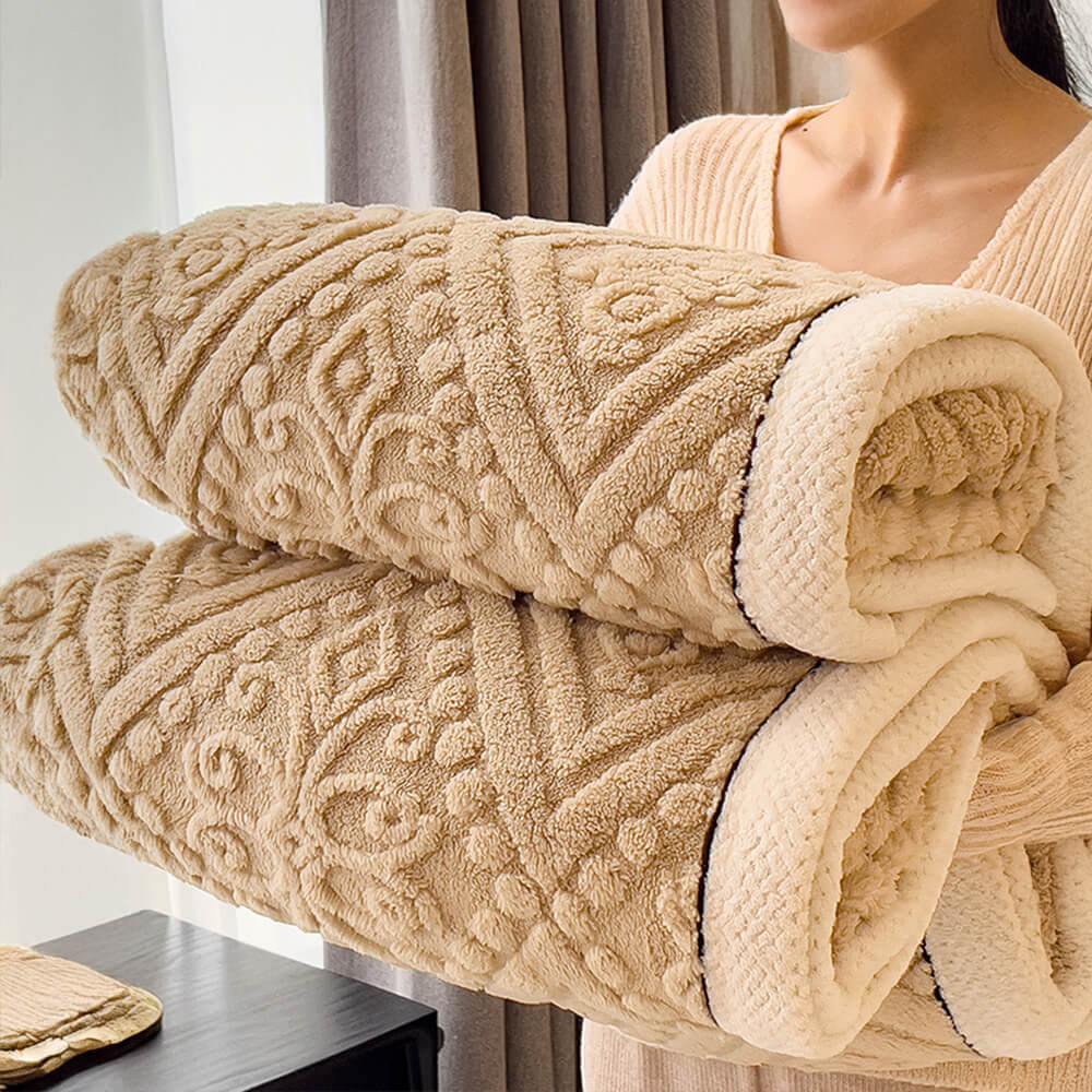 Coperta in Velluto di Latte Impresso in Stile Barocco Morbida e Soffice