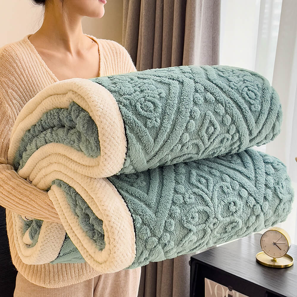 Coperta in Velluto di Latte Impresso in Stile Barocco Morbida e Soffice