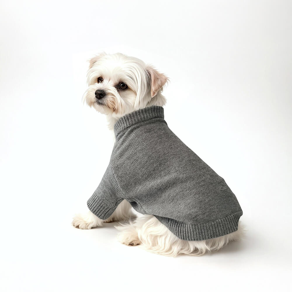 Maglione con cappuccio per cani elasticizzato lavorato a maglia dolcevita in pelliccia di coniglio finta casual