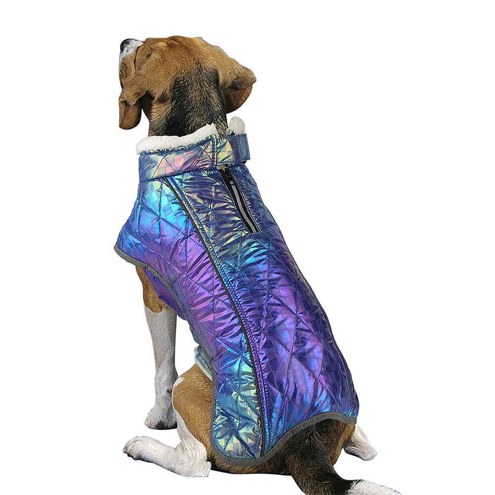 Schillernde, farbenfrohe, wasserdichte, reflektierende, warme Hundejacke