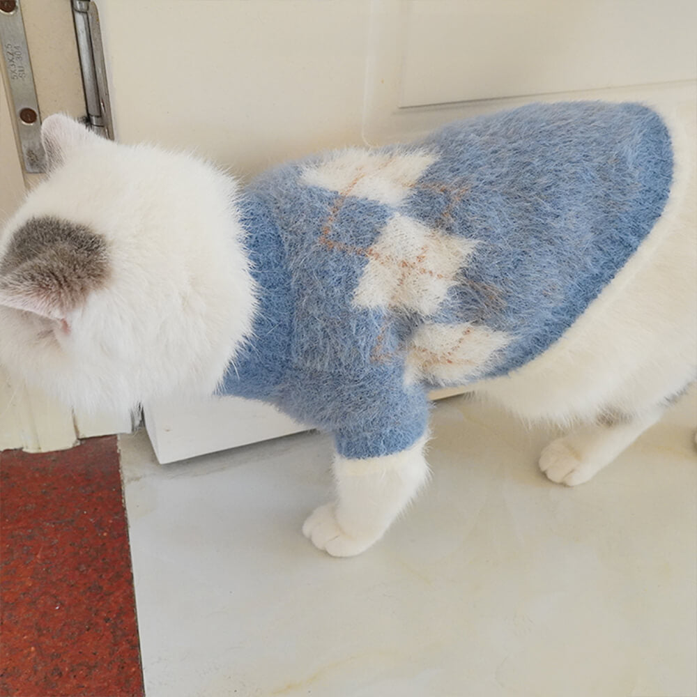 Elegant Argyle Knit Stretch Warm Dog & Cat Sweater