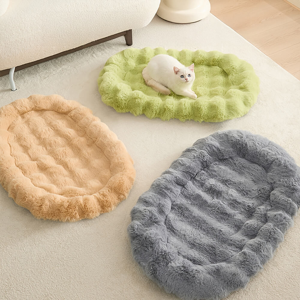 Support éponge elliptique en fausse fourrure de lapin, tapis multifonctionnel pour chiens et chats