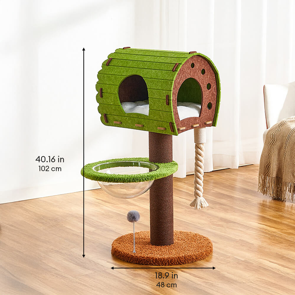 Forest Cabin Creative Space-Saving Felt Cat Tree with Scratching Post