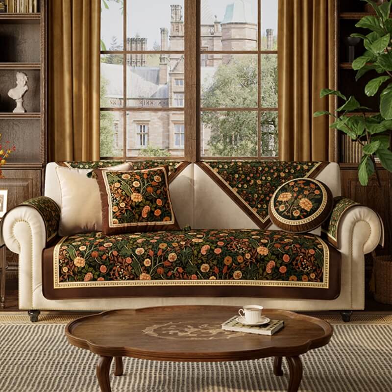 Copertura per divano protettiva antiscivolo in stile vintage di lusso per giardino