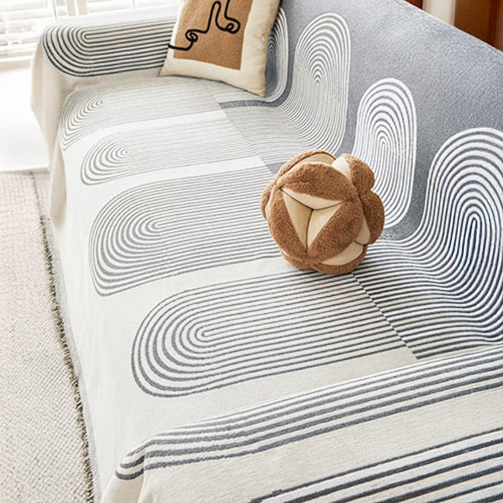 Copertura per divano in chenille reversibile con motivo geometrico