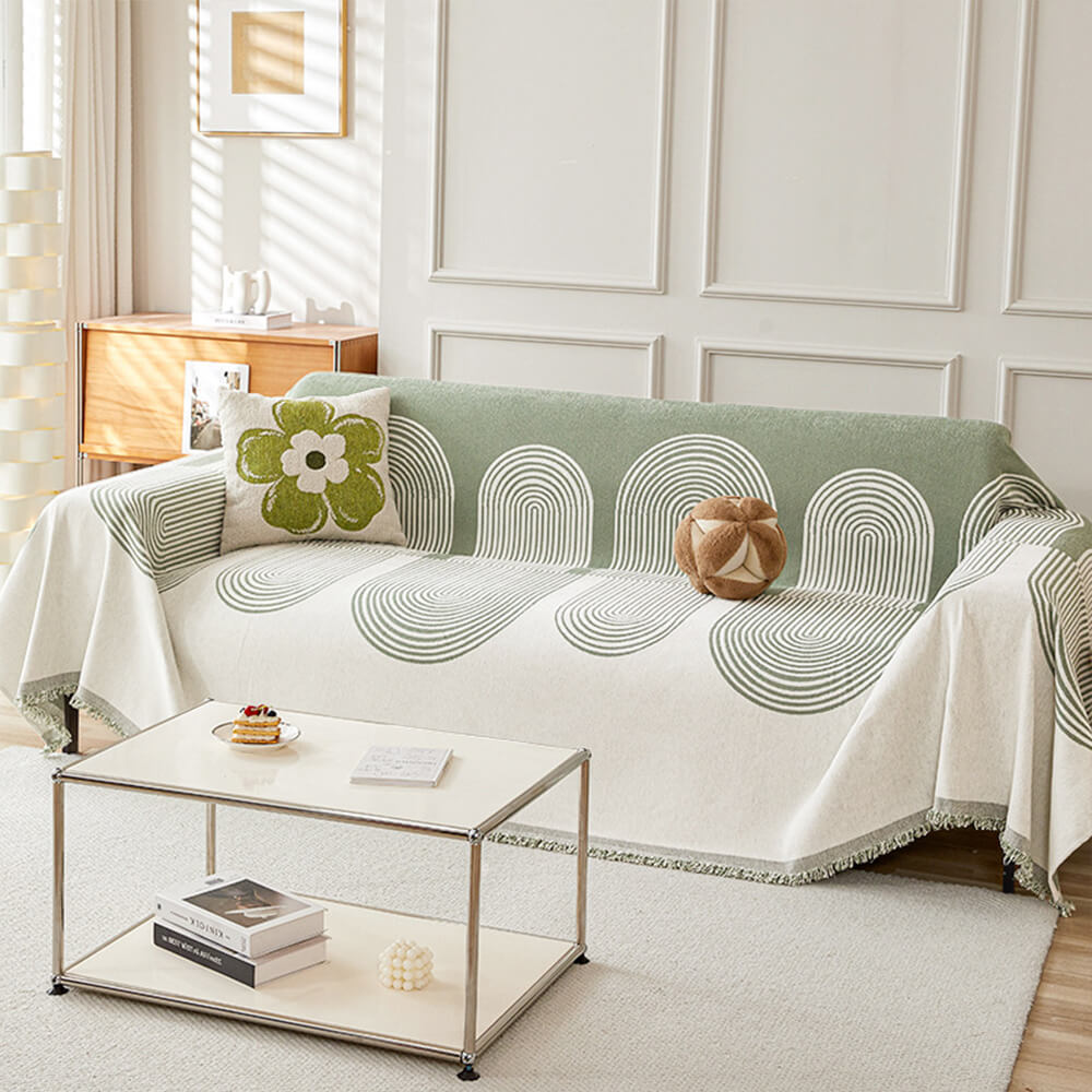 Copertura per divano in chenille reversibile con motivo geometrico